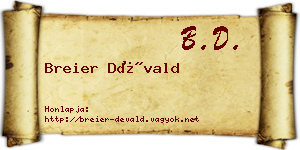 Breier Dévald névjegykártya